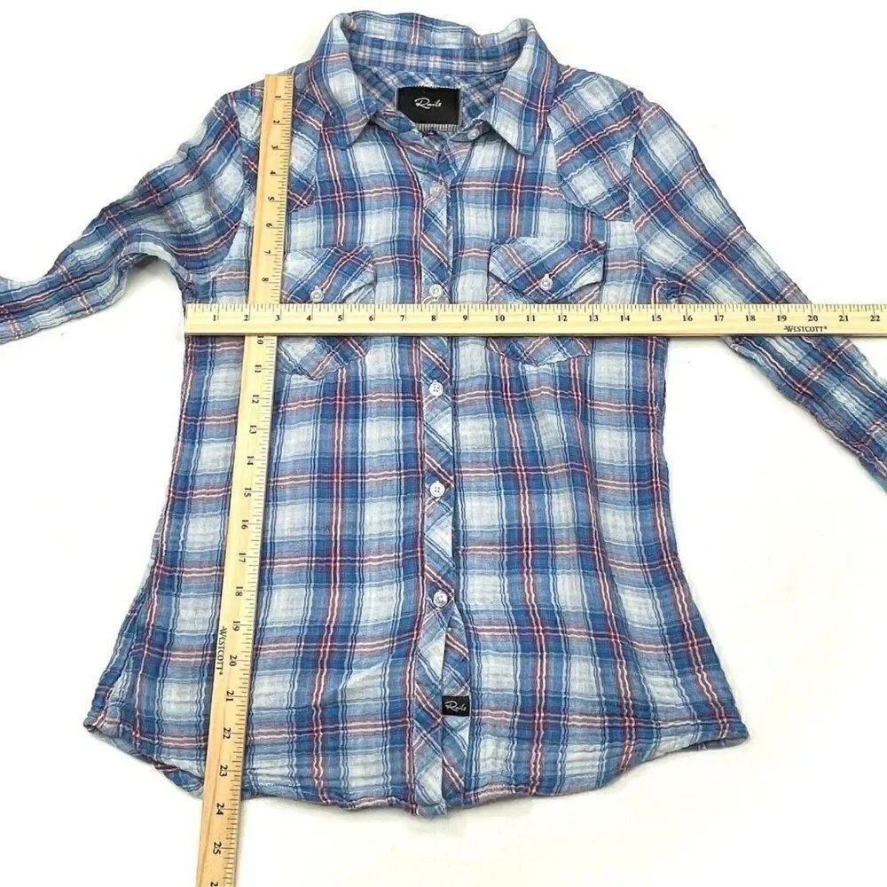RAILS Plaid Button Front Shirt Blue - Picture 8 of 8
